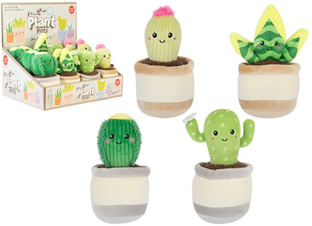 (Mis 1) PLANT POTS (Vasi di Cactus) Peluche 15cm In espo da 12PZ 4ass…x12…x72